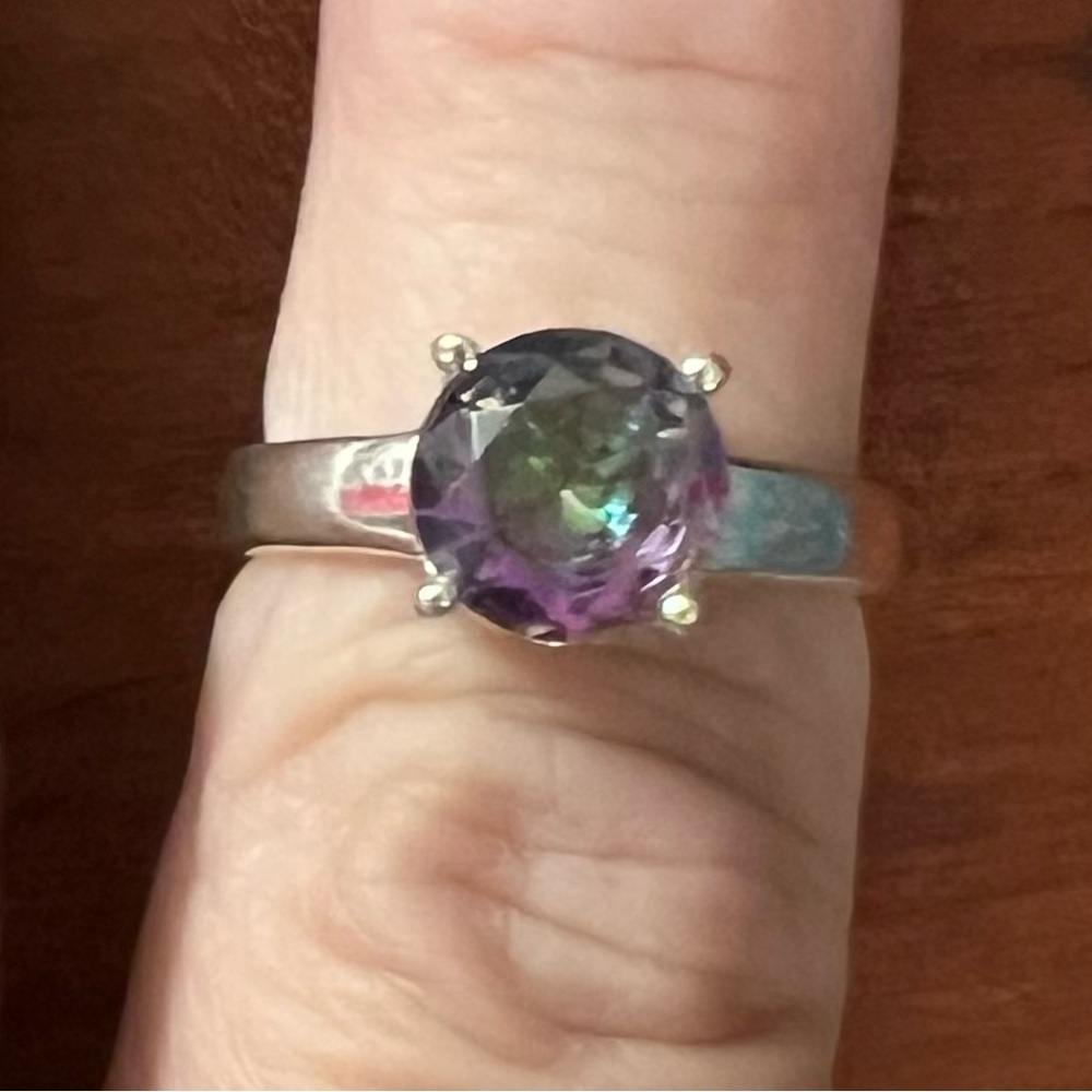 Round Mystic Topaz Solitaire Ring – Prong Set – 925 Sterling Silver – Sz 6 #377 - Picture 7 of 7